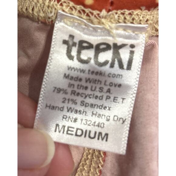 Women’s TEEKI Orange Polka Dot / Floral Leggings Size M *B5 - Picture 4 of 4